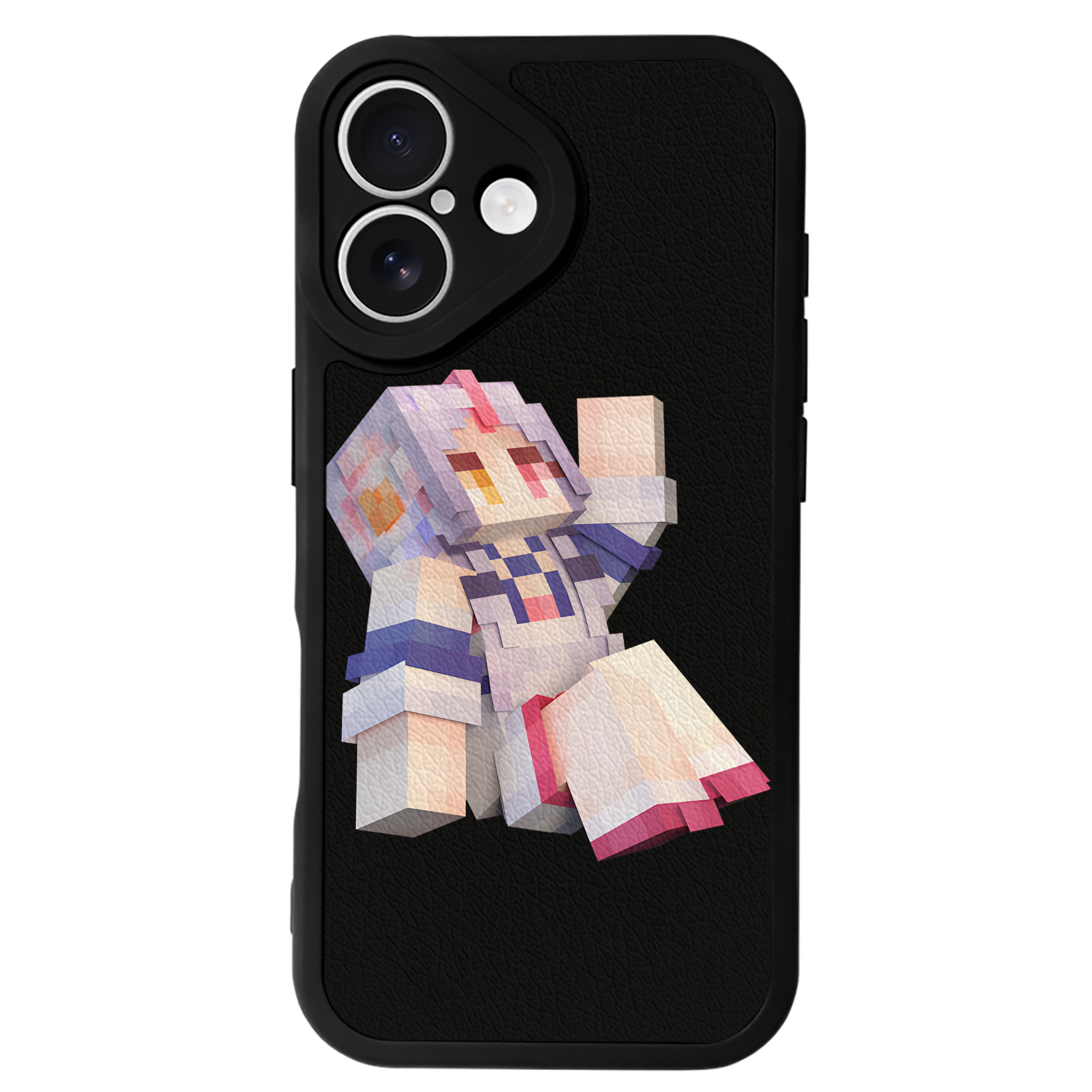（画像用） マインクラフト ブロックの世界 Minecraft MC Block world 【iPhone 16シリーズ対応】シリコンスマホケース（レザー調） 材質：シリコン